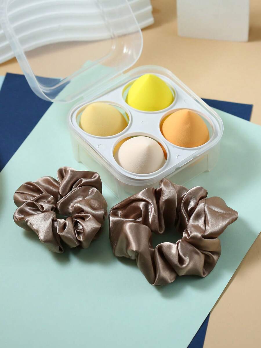 6 件裝化妝海綿套裝,包括葫蘆形、水滴形和斜切形狀,柔軟耐用,乾濕兩用 - 彩色 - 查看 1