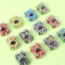 10pcs Random Color Printed Mini Car Toy With Inertia Function, Simulated Car Model For Teenager - Multicolor - View 1