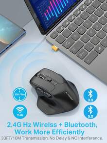 EMXAM 1只雙模式6按鍵遊戲無線滑鼠 - 黑色 - 查看 5