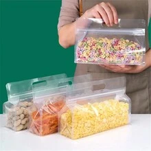 10 Pieces, Reusable Food Leak Proof Storage Bag - Perfect For Storing Nuts, Grains, Vegetables, Fruits, And Snacks - For Outdoor Camping And Travel! - Transparent - View 5