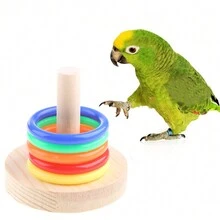 木製彩色環拋鸚鵡玩具智力訓練與娛樂 - 彩色 - 查看 6