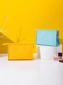 明亮的黃色pu化妝包,便攜防水大容量化妝包,女士化妝工具,化妝品組織,返校學用品,旅行配件,情人節禮物 - 黃色 - 查看 6