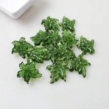 1個歐美風格多彩扁平玻璃葉子配件適用於衣物、鞋子和帽子 - 綠色 - 查看 2