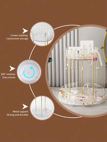 首飾收納架珠寶架聖誕禮物送給女孩,小項鍊手鐲手錶收納架,珠寶塔耳環架（透明） - 無色 - 查看 6