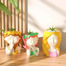 Cái bình hoa Silicone Khuôn , Hoa Cô gái Với Dài Tóc Hình dạng Nến Nồi Khuôn , Đẹp Chậu hoa Làm Khuôn mẫu , Silicone Khuôn Đối với Nhựa Thủ công mỹ nghệ , Dễ thương Nhựa epoxy Khuôn Silicone Đối với Nhựa , Đồ thủ công DIY , Nhà  Trang trí - cô gái tóc dài - Xem 4