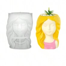 Cái bình hoa Silicone Khuôn , Hoa Cô gái Với Dài Tóc Hình dạng Nến Nồi Khuôn , Đẹp Chậu hoa Làm Khuôn mẫu , Silicone Khuôn Đối với Nhựa Thủ công mỹ nghệ , Dễ thương Nhựa epoxy Khuôn Silicone Đối với Nhựa , Đồ thủ công DIY , Nhà  Trang trí - cô gái tóc dài - Xem 6