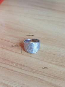 1pc Titanium Steel Fashionable Wide Geometric Style Ring For Party, Casual Occasions, Suitable For Men And Women Daily Wear - Silver - View 3