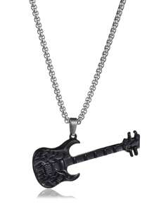 1 件龐克復古風格低音吉他吊墜項鍊男士時尚酷毛衣鏈適合派對、街頭快照和日常佩戴 - 吉他貝斯 - 查看 5