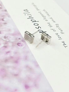 1pair Luxurious Style Inlaid Earrings - Silver - View 2