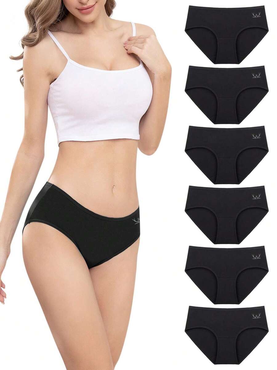 6 Gói Quần Lót Nữ Cotton Mềm Mại Quần Lót Thoáng Khí - màu đen - Xem 1