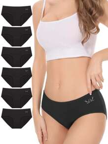 6 Gói Quần Lót Nữ Cotton Mềm Mại Quần Lót Thoáng Khí - màu đen - Xem 5