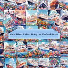 60 張騎乘波浪和車輪貼紙適用於筆記型電腦、手機殼、杯子、行李箱、滑板、吉他、家居裝飾、剪貼簿