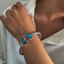 歐美時尚復古創意開口式可調節多色美人魚尾巴手鐲,適合送給女兒/孫女/兒子/孫子作為禮物 - 復古銀色 - 查看 3