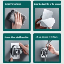 3入組/2入組免打孔浴室花灑座(銀色),可調節噴嘴掛架底座,浴室花灑配件,固定雨淋浴花灑的牆面底座 - 銀色 - 查看 7