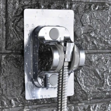 3入組/2入組免打孔浴室花灑座(銀色),可調節噴嘴掛架底座,浴室花灑配件,固定雨淋浴花灑的牆面底座 - 銀色 - 查看 4