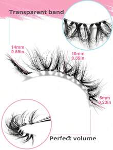 Asiteo 7 Pairs 3D Transparent False Eyelashes With Natural Faux Mink Lashes, Fluffy Soft Curly Cat Eye Fake Eyelashes - 黑色 - 查看 7