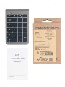 B038 Teclado Numérico Inalámbrico, Numpad De 22 Teclas Portátil Con Para Uso Financiero Y Contable. Extensión De Teclado Numérico De 10 Teclas Para Laptop, Pc, Surface Pro, Notebook-gris - Gris - Ver 6