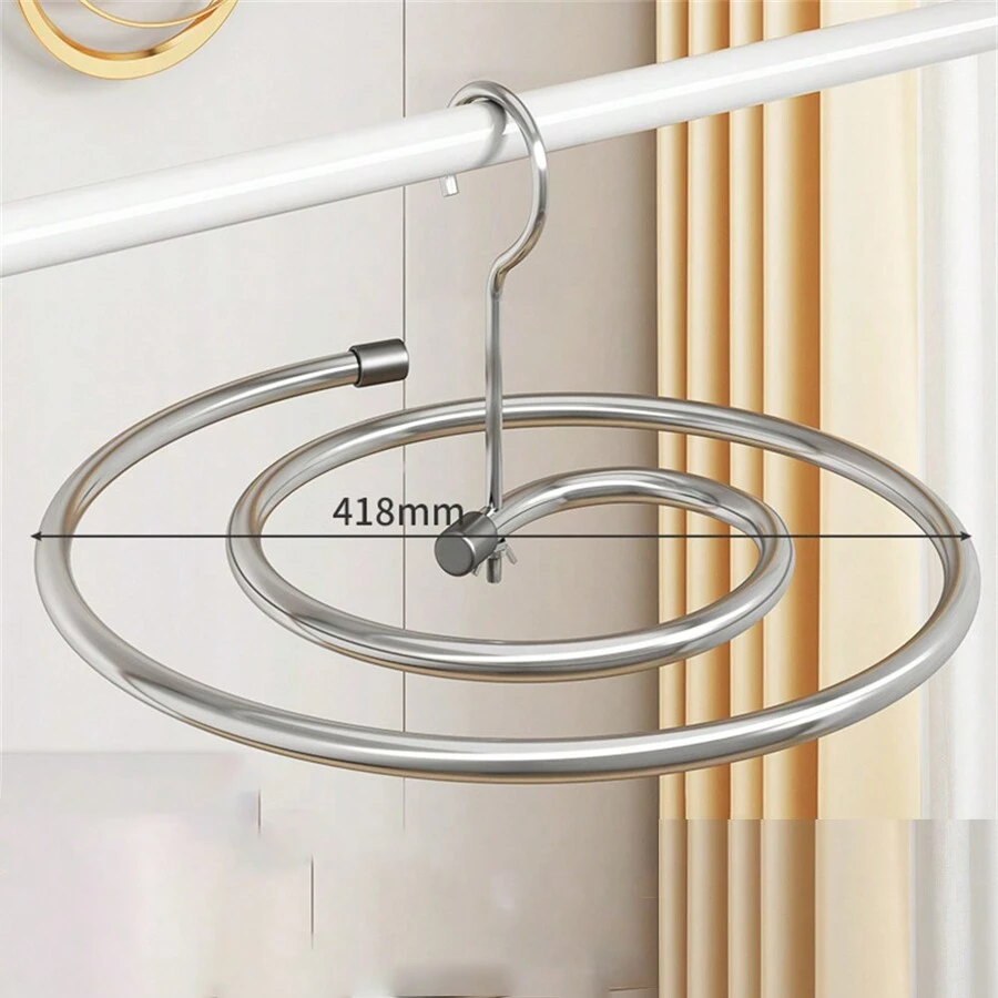 Xoắn ốc Quần áo Sấy khô Với Lớn Tròn Giá đỡ , Tuyệt vời Đối với Treo Chăn bông , , Chăn Và Quần áo Ban công Hoặc Nhà - Móc treo xoắn ốc-bạc - Xem 1