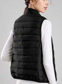 Seamless Lightweight New Style Down Vest - Black - View 3