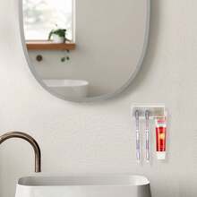 Wall Mounted Toothbrush Holder, Toothbrush Storage Organizer With Lid, Self Adhesive Toothbrush Hanger For Bathroom - Multicolor - View 7