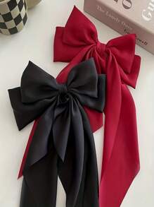 1pc Elegant & Chic Bow Ribbon Hair Clip, Ideal For Festival Christmas Party, Perfect Choice As Gift - Burgundy - View 4