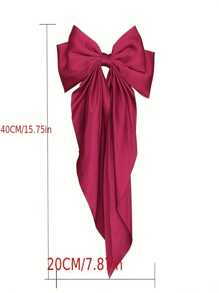1pc Elegant & Chic Bow Ribbon Hair Clip, Ideal For Festival Christmas Party, Perfect Choice As Gift - Burgundy - View 5
