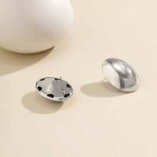 Vintage Round Metal Ball Earrings In Gold/Silver Color, With Exaggerated Design, Fashionable Women's Ear Accessory - Silver - View 2