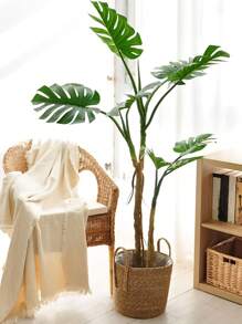 3pcs Handmade Woven Decoration Flower Basket With Plastic Liner, For Home Planting - Camel - View 6