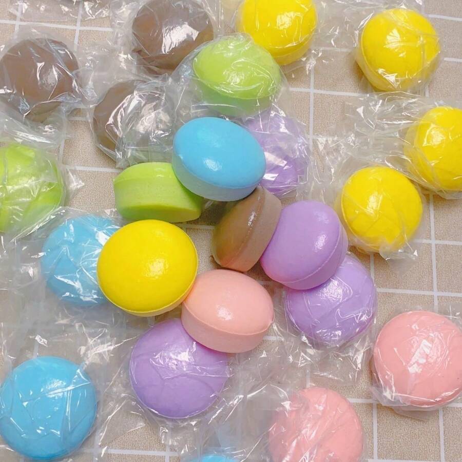 1 pieza Juguete Squishy Macaron súper suave de lenta elevación al azar en color con empaque amarillo de leche para alivio del estrés, decoración o regalo - Albaricoque - Ver 1