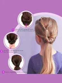 Children's Hair Styling Set - Hair Braiding Tool With Pulling Needle - Slouchy Hair Braiding Tool - Suitable For Creating All-Match Styles, Double-Layered Styles, Side Twist Styles, Ponytail Wrap Styles, Side Style Styles And Other Fashionable Hair Styles For Girls - Multicolor - View 2