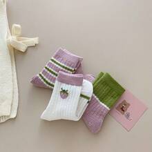 Children's Thick Coral Velvet Mid-Calf Socks For Fall & Winter, Korean Version - Multicolor - View 9