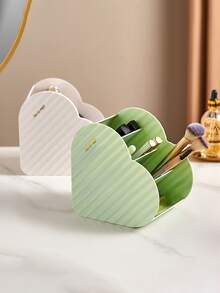 1個愛心收納盒,梳妝台透明網格眉筆和口紅分類盒,浴室收納盒,辦公桌筆筒收納盒 - 白色 - 查看 6