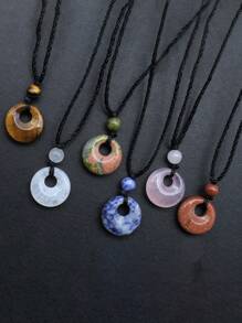 1件圓形魅力時尚天然水晶吊墜項鍊,適用於女性日常裝飾 - 彩色 - 查看 10