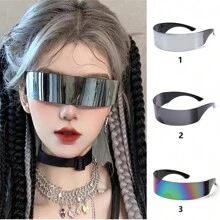 Kính thời trang phong cách Punk kết nối mới dành cho nữ với cảm giác công nghệ tương lai và thiết kế kính mắt cá tính, phụ kiện đi biển cho nữ, kính râm cho kỳ nghỉ hè ở bãi biển, hoạt động ngoài trời, du lịch. - Nhiều màu - Xem 1