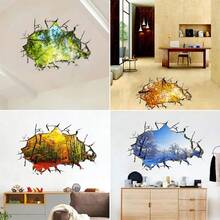 3d仿破牆紋壁貼四季森林風景,家居裝飾 - 綠色 - 查看 2