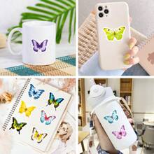 共50張彩色蝴蝶貼紙,乙烯基材質防水漂亮蝴蝶圖案貼紙,適用於剪貼簿、手機、筆電、行李箱、水瓶等貼紙學生男女皆適用 - 彩色 - 查看 2