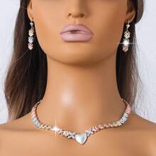 1套柔和的心形耳環和項鍊,適合女孩 - 彩色 - 查看 10