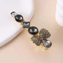 Crystal Bow Alligator Hair Clip Hair Accessory With Rhinestones, Glass Side Hairpin For Women - Multicolor - View 15