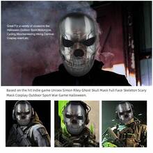 1套骷髏激鬥面罩幽靈頭套角色扮演服裝幽靈防風頭罩 - 灰色 - 查看 2