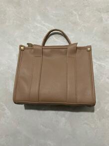 時尚字母圖案設計雙手柄通勤風格便攜式方包字母圖形手提包，時尚斜挎包，女式休閒手提包和單肩錢包 - 查看 2