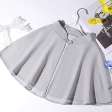 女士新娘雪紡斗篷晚禮服裏披領圍純色柔軟優雅正式紗斗篷婚禮cosplay披肩 - 灰色 - 查看 2