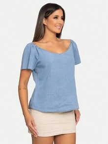 Women Denim Tops - Rửa nhẹ - Xem 3