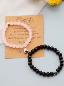 2 件情侣手链礼物创意送给女士远距离手链承诺情侣手链礼物情人节周年纪念婚礼圣诞节生日礼物送给女朋友男朋友 - 彩色 - 查看 4