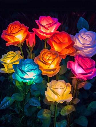 Solar Garden Stake Lights For Outdoor Garden Decor, Solar Red Rose Flowers Lights Lamp LED Vattentät för Pathway Uteplats Gångväg Gräsmatta, kyrkogårdsdekorationer för gravbelysning Juldekorativa ljus Trädgård Juldekoration