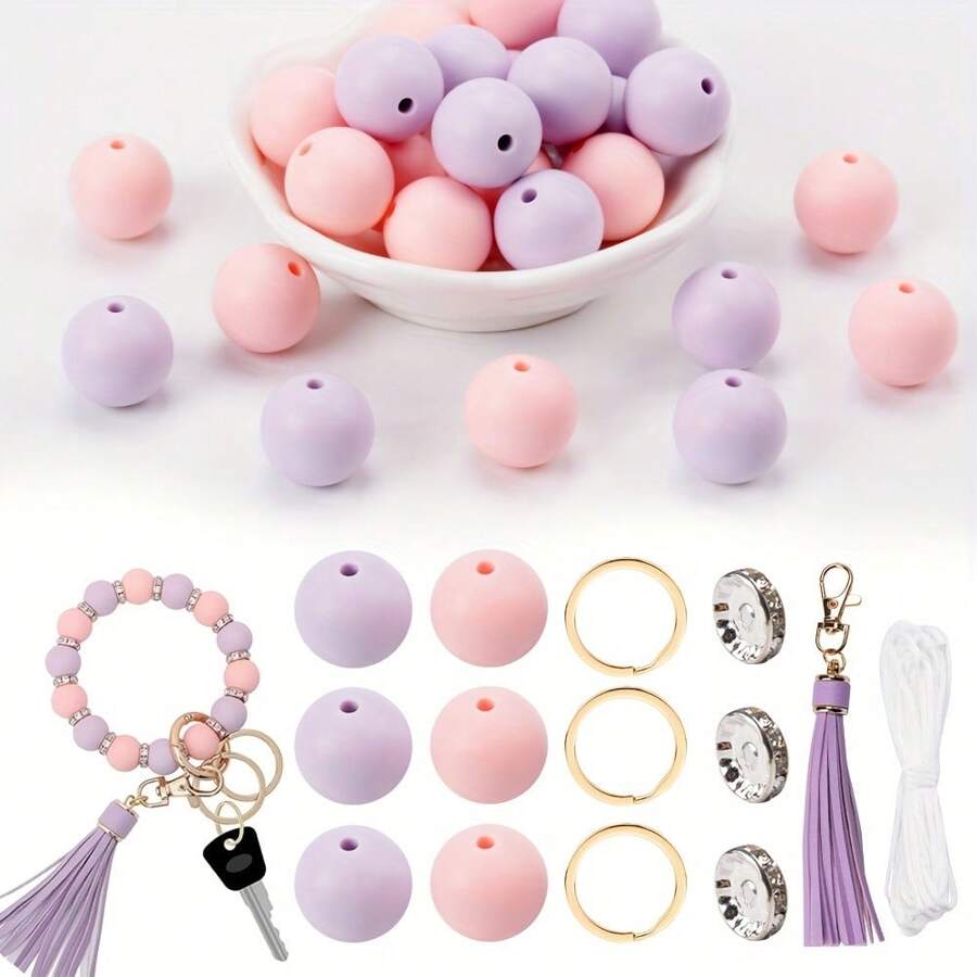 61 chiếc 15 mm Silicone Hạt DIY Móc chìa khóa Đến Làm Đồ trang sức Vòng tay , Đối với Quà tặng ngày lễ Của Xuất sắc Bộ dụng cụ - Bộ vòng tay DIY - Xem 1