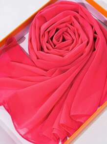 1條純色雪紡圍巾,透氣簡約休閒披肩,適用於女士頭巾,防風防曬頭巾,女性阿巴亞配件 - 玫紅色 - 查看 3
