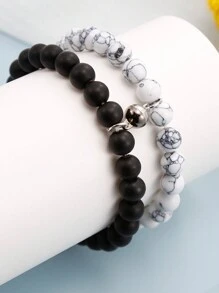 2 件情侣手链礼物创意送给女士远距离手链承诺情侣手链礼物情人节周年纪念婚礼圣诞节生日礼物送给女朋友男朋友 - 彩色 - 查看 12