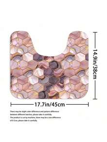 4pcs Creative Marble Pattern Printed Shower Curtain Set, Bathroom Suite Shower Curtain & Mat, Bathroom Decor Mat, Toilet Seat Cover & Non-Slip U-Shaped Mat, Waterproof Shower Curtain, 12 Hooks Included - Multicolor - View 6