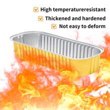 200PCS Mini Aluminum Foil Loaf Pans With Lids (100 Pans + 100 Lids) 6.8oz Rectangular Baking Containers, Disposable Mini Cake Pans Muffin Liners. Cheesecake Cups For Desserts Flans Pudding Breads. Ideal For Picnics Weddings Graduation Party Food Display - Gold - View 7