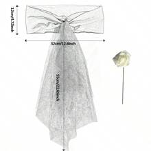 1pc Dark Green Elastic Chair Cover With Flower For Hotel & Wedding Reception, With Bowknot & Decorative Ribbon - Dark Green - View 2